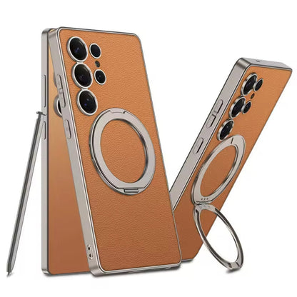 Samsung Galaxy S25 Ultra Crystal Ring Elite Leather Case