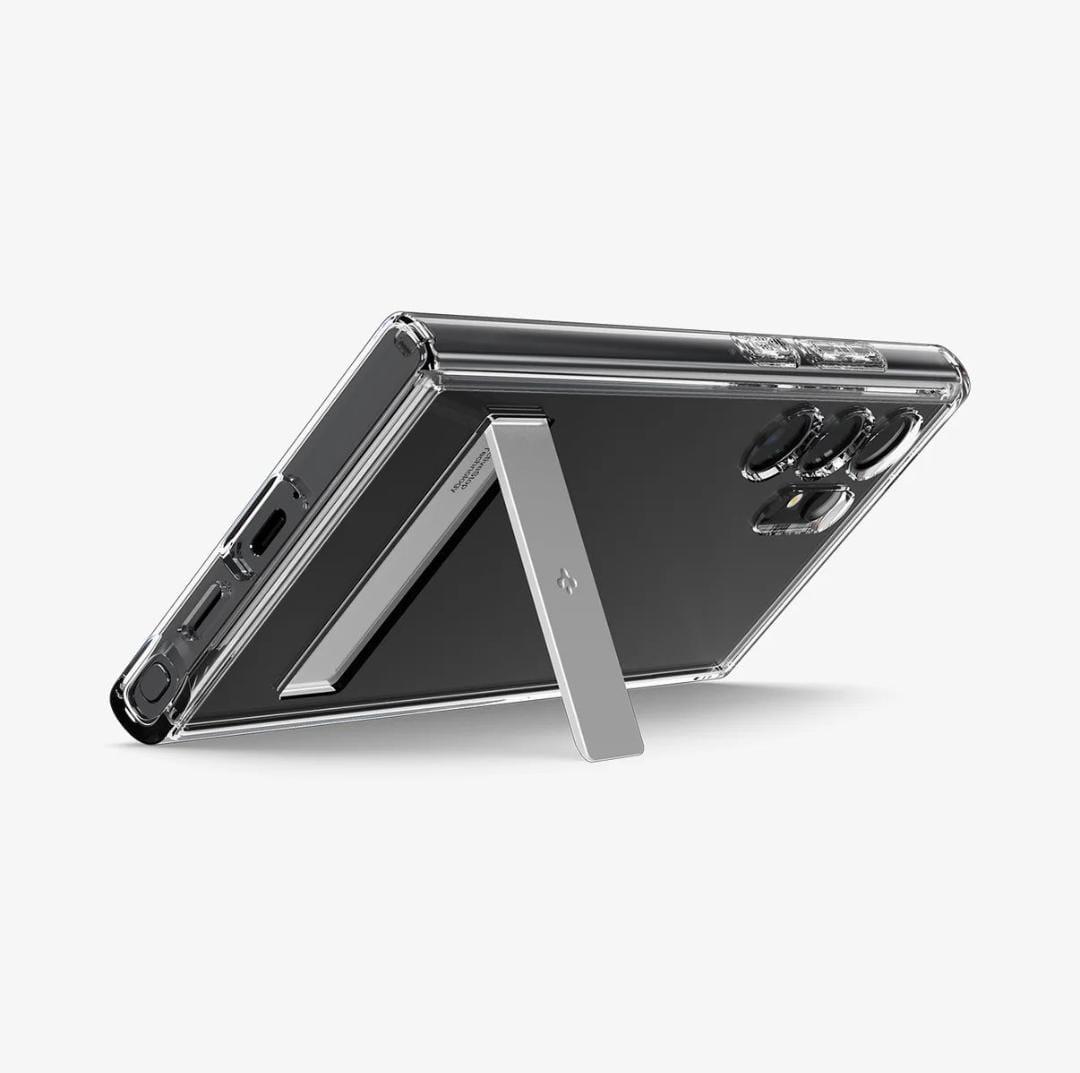 Samsung Galaxy S25 Shockproof Transparent Case with Metal Kickstand Holder - Clear