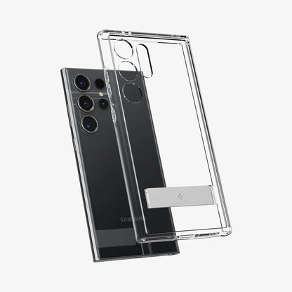 Samsung Galaxy S25 Shockproof Transparent Case with Metal Kickstand Holder - Clear