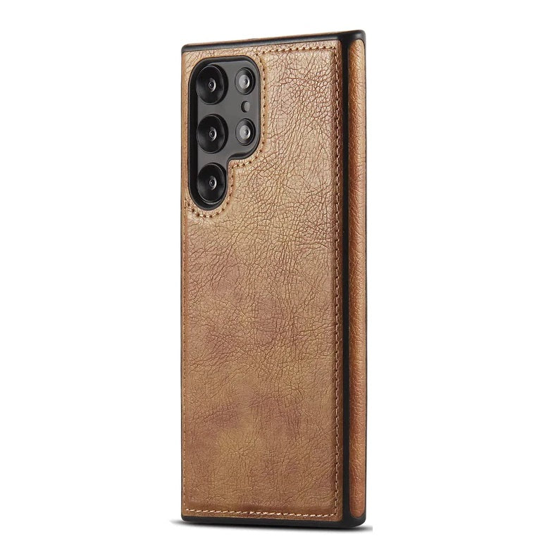 Samsung Galaxy S22 Ultra PU Leather Case with Drop Protection - Brown