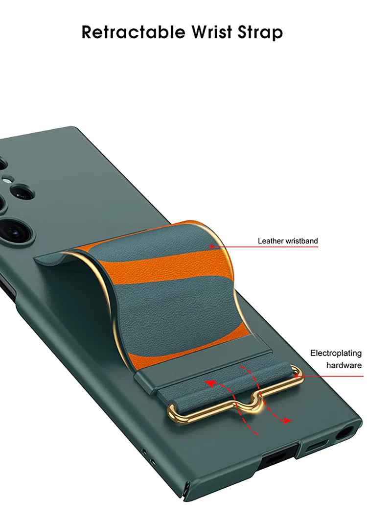 Samsung Galaxy S23 Ultra Slim Hard PC with Wrist Strap Band Holder Cover Green