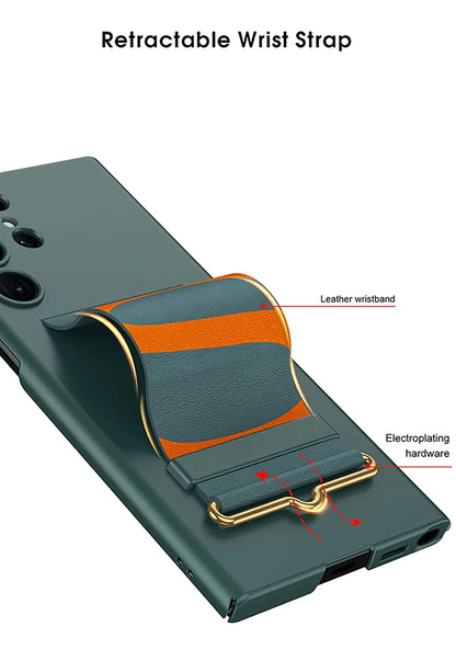 Samsung Galaxy S23 Ultra Slim Hard PC with Wrist Strap Band Holder Cover Green