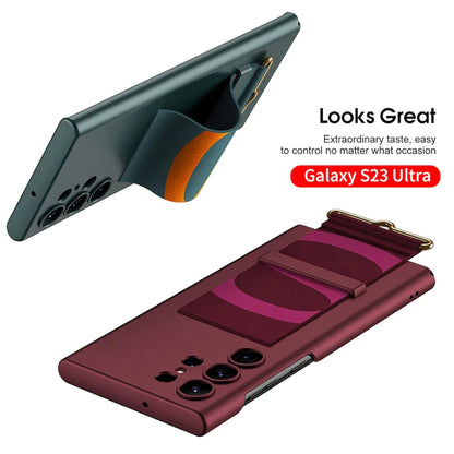 Samsung Galaxy S23 Ultra Slim Hard PC with Wrist Strap Band Holder Cover Green