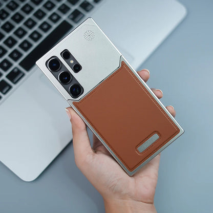 Samsung Galaxy S24 Ultra Aero Flex Metal Frameless Leather Case with Built-in Magsafe & Aroma - Brown