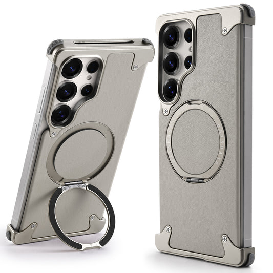 Samsung Galaxy S25 Ultra Framless Metal Bumper Case with Magsafe & 360 Kickstand - Titanium Gray