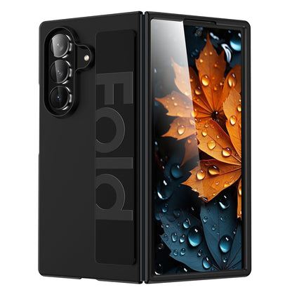 Samsung Galaxy Z Fold7 Matte Hard Case with Silicone Elastic Wrist Strap - Black