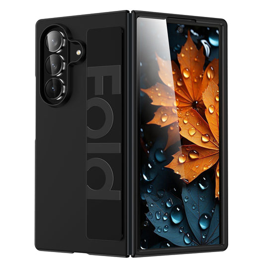 Samsung Galaxy Z Fold7 Matte Hard Case with Silicone Elastic Wrist Strap - Black