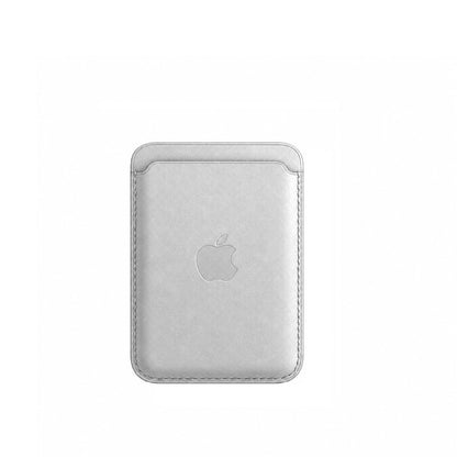 Leather MagSafe Wallet – Slim Magnetic Card Holder for iPhone - Silver