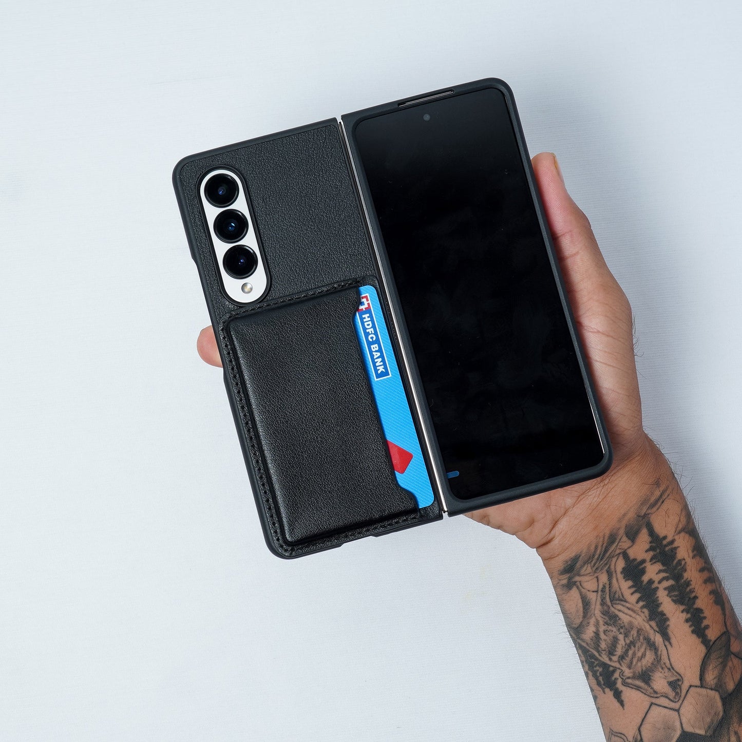Samsung Galaxy Z Fold4 PU Leather Card Slot Wallet Case-Black