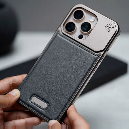 iPhone 16 Pro Aero Flex Frameless Aluminum & Leather Case with Fragrance Aroma - Gray