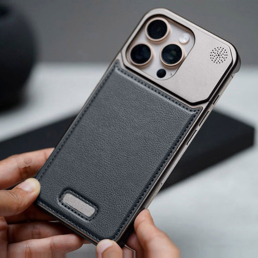 iPhone 16 Pro Aero Flex Frameless Aluminum & Leather Case with Fragrance Aroma - Gray