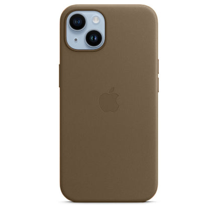 iPhone 14 Leather Back Cover Case with MagSafe – Titanium Gray