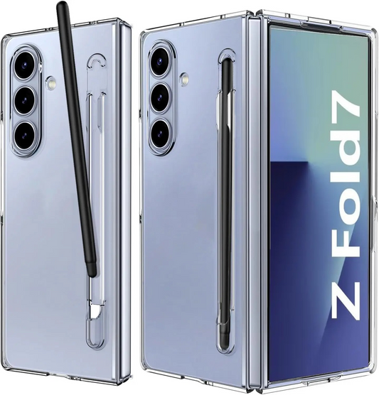 Samsung Galaxy Z Fold7 Cristal Clear Case with S Pen & Inbuilt Front Glass - Transparent