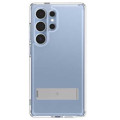 Samsung Galaxy S25 Ultra Shockproof Transparent Case with Metal Kickstand Holder - Clear