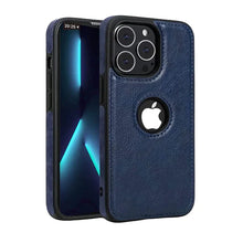 iPhone 13 Pro Classic PU Leather Case with Logo Cut - Blue