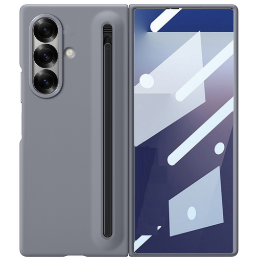 Samsung Galaxy Z Fold7 Skin Feel S Pen Case with Front Glass & Stylus - Gray
