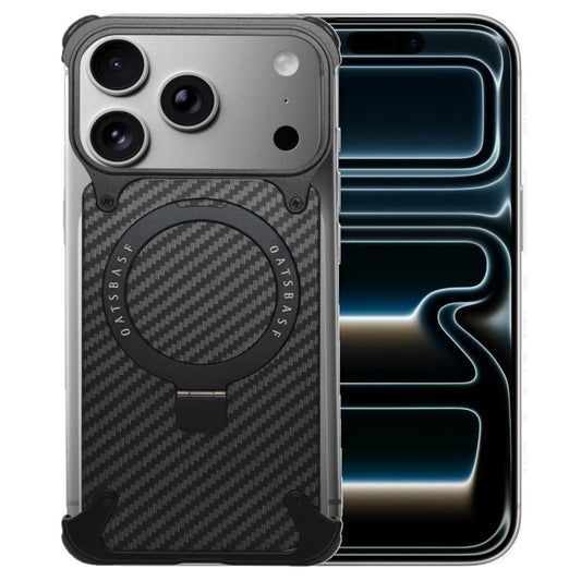 iPhone 17 Pro Max Metal Carbon Case with Stand and Magsafe - Black