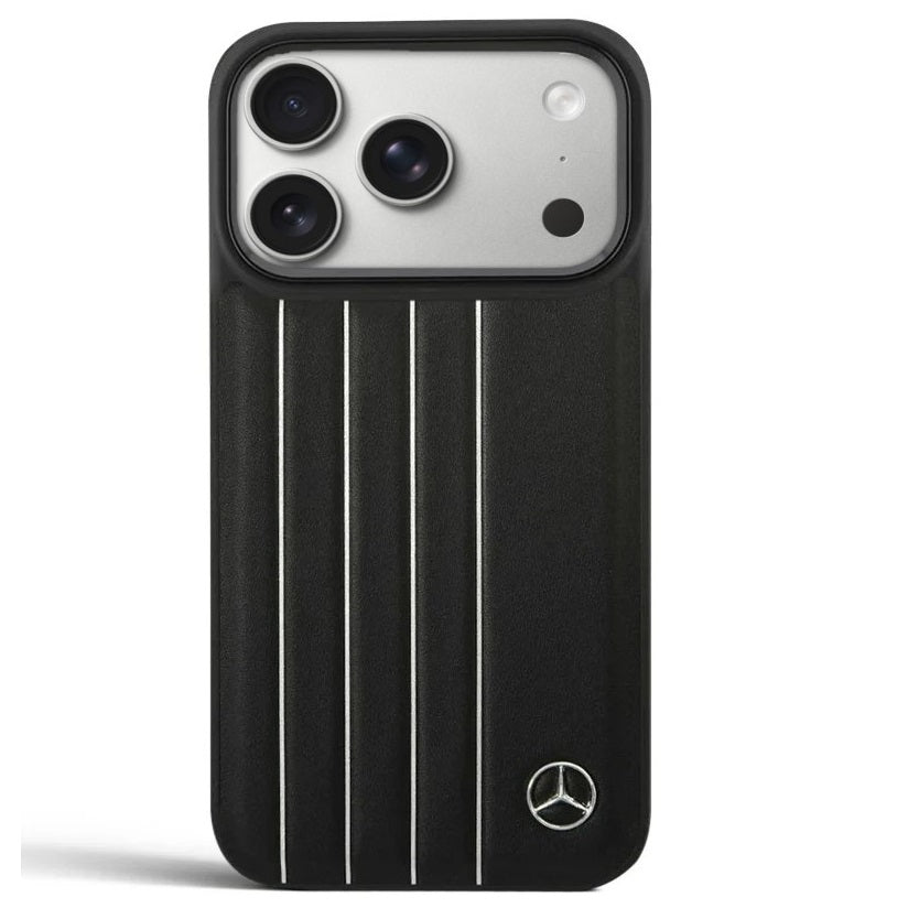 iPhone 17 Pro Max Leather Cover Sports Car Look Leather Case - Black