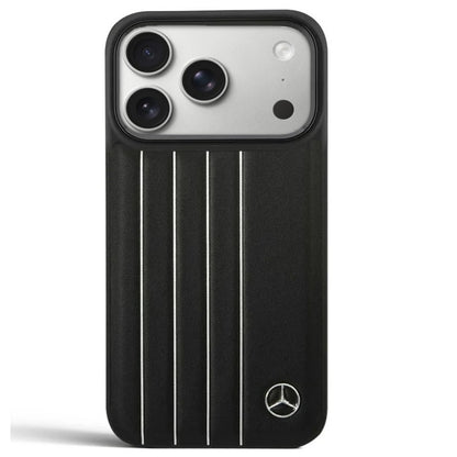 iPhone 17 Pro Max Leather Cover Sports Car Look Leather Case - Black
