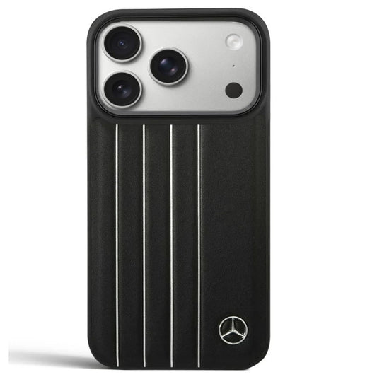 iPhone 17 Pro Max Leather Cover Sports Car Look Leather Case - Black