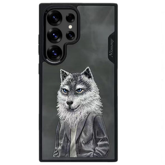 Samsung Galaxy S25 Ultra Nimmy Official Embroidery Leather Back Cover Case - Wolf Jacket