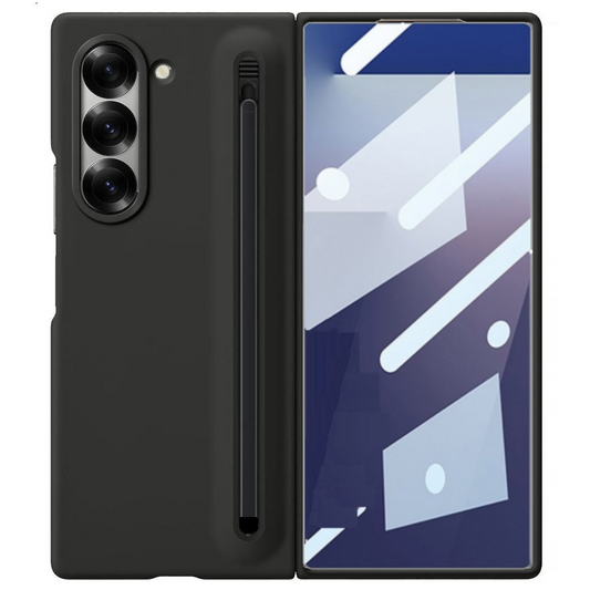 Samsung Galaxy Z Fold7 Skin Feel S Pen Case with Front Glass & Stylus - Black