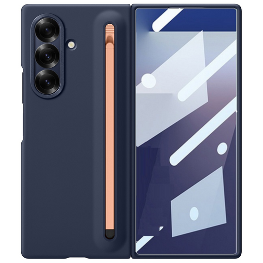 Samsung Galaxy Z Fold7 Skin Feel S Pen Case with Front Glass & Stylus - Blue