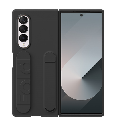 Samsung galaxy Z Fold 3 Matte Skin Feel Case with Inbuilt Band & Stand - Black