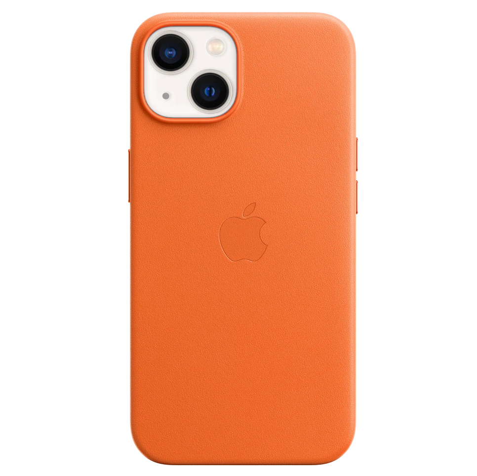 iPhone 15 Leather Back Cover Case with MagSafe – Orange
