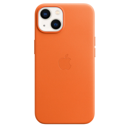 iPhone 15 Leather Back Cover Case with MagSafe – Orange