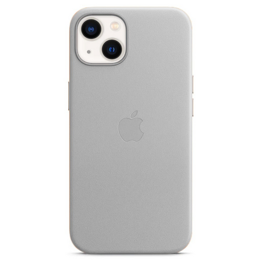 iPhone 15 Leather Back Cover Case with MagSafe – Gray
