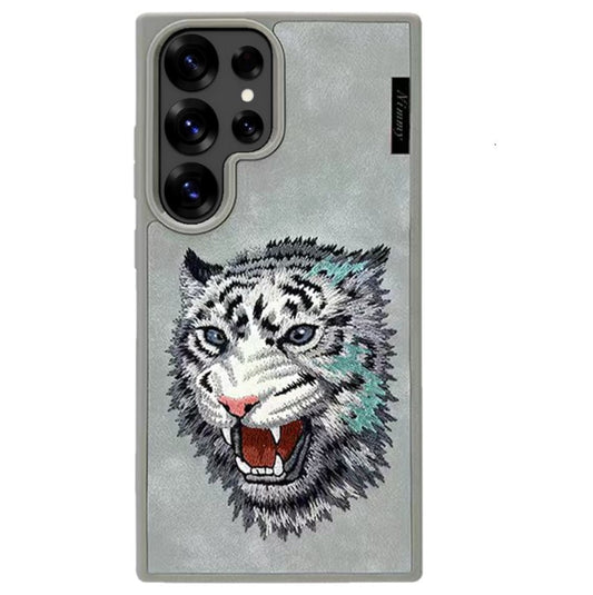 Samsung Galaxy S24 Ultra Nimmy Embroidery Leather Back Cover Case - Tiger