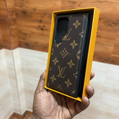 Samsung Galaxy S24 Ultra Louis Vuitton LV Leather Case Brown