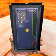 Samsung Galaxy S23 Ultra Ferrari Logo PU Leather Case - Blue