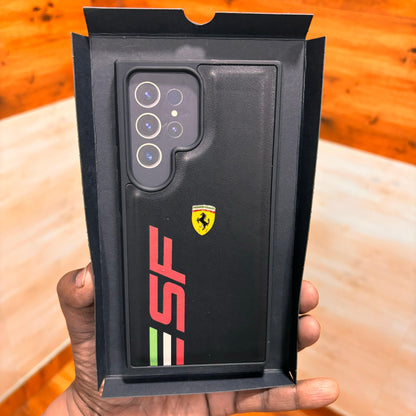Samsung Galaxy S23 Ultra Ferrari Logo PU Leather Case - Black