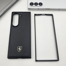 Samsung Galaxy Z Fold7 Luxury Sport Car Logo Design Leather Case - Black