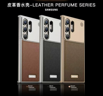 Samsung Galaxy S24 Ultra Aero Flex Metal Frameless Leather Case with Built-in Magsafe & Aroma - Desert