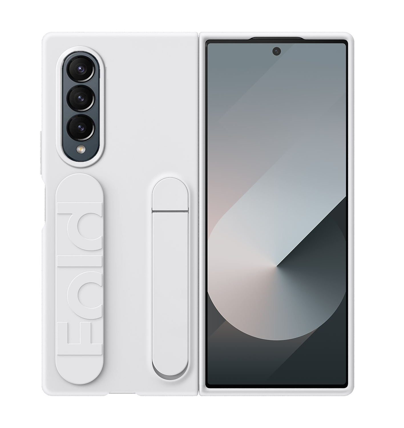 Samsung galaxy Z Fold 3 Matte Skin Feel Case with Inbuilt Band & Stand - White