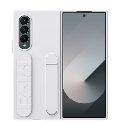 Samsung galaxy Z Fold 3 Matte Skin Feel Case with Inbuilt Band & Stand - White
