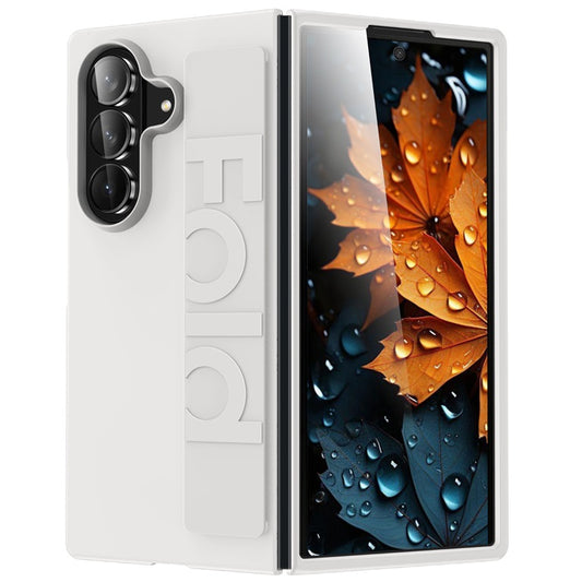 Samsung Galaxy Z Fold7 Matte Hard Case with Silicone Elastic Wrist Strap - White