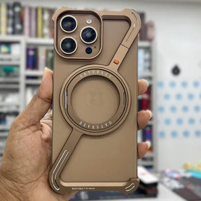 iPhone 16 Pro Max Framless Z Shape Metal Case with 360 Magnetic Ring & Magsafe - Desert