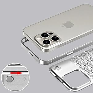 iPhone 15 Pro Max Metal Heat Dissipation Pure Aluminum Cooling Case with Aroma - Black