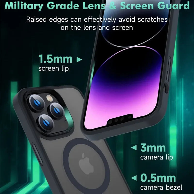 iPhone 15 Pro Matte Translucent Frosted Magsafe Case