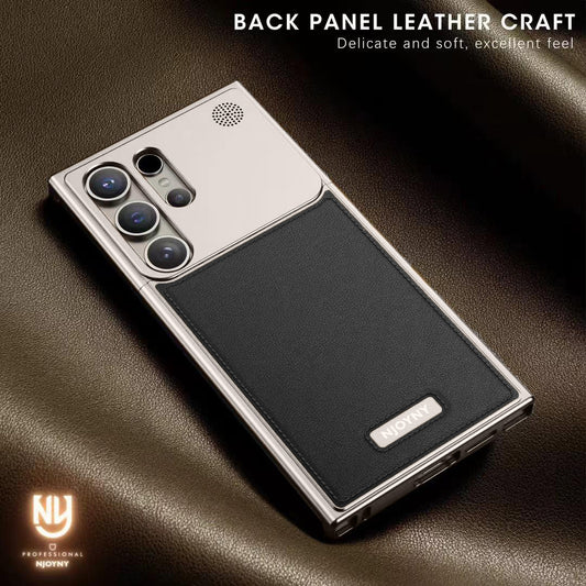 Samsung Galaxy S24 Ultra Aero Flex Metal Frameless Leather Case with Built-in Magsafe & Aroma - Gray