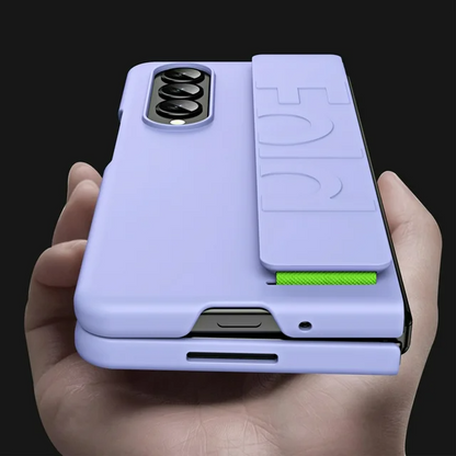 Samsung Galaxy Z Fold 4 Wrist Strap Full Protective Hard PC Case - Purple