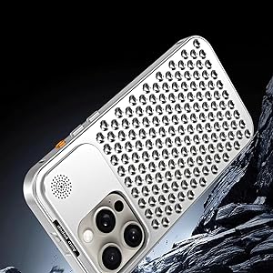 iPhone 15 Pro Max Metal Heat Dissipation Pure Aluminum Cooling Case with Aroma - Black