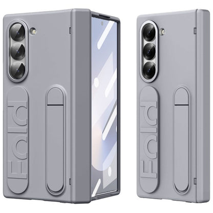 Samsung galaxy Z Fold 5 Wristband Stand Case with Inbuilt Glass & HInge Protection - Gray