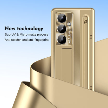 Samsung Galaxy Z Fold7 Electroplating Case with Stylus, Kickstand & Glass Protection - Gold