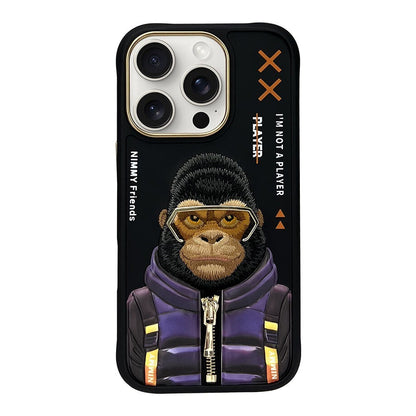iPhone 16 Pro Nimmy Embroidery Jacket Series Back Cover - Black Gorilla