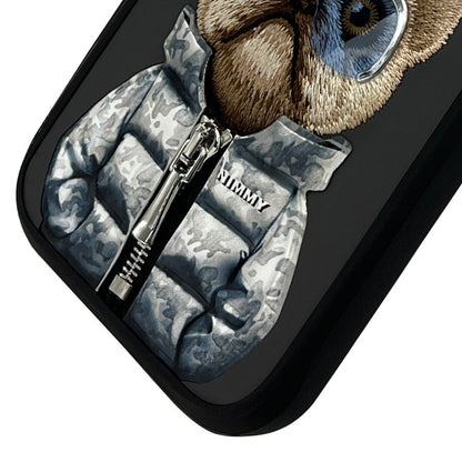 iPhone 16 Pro Nimmy Embroidery Jacket Series Back Cover - Black Dog